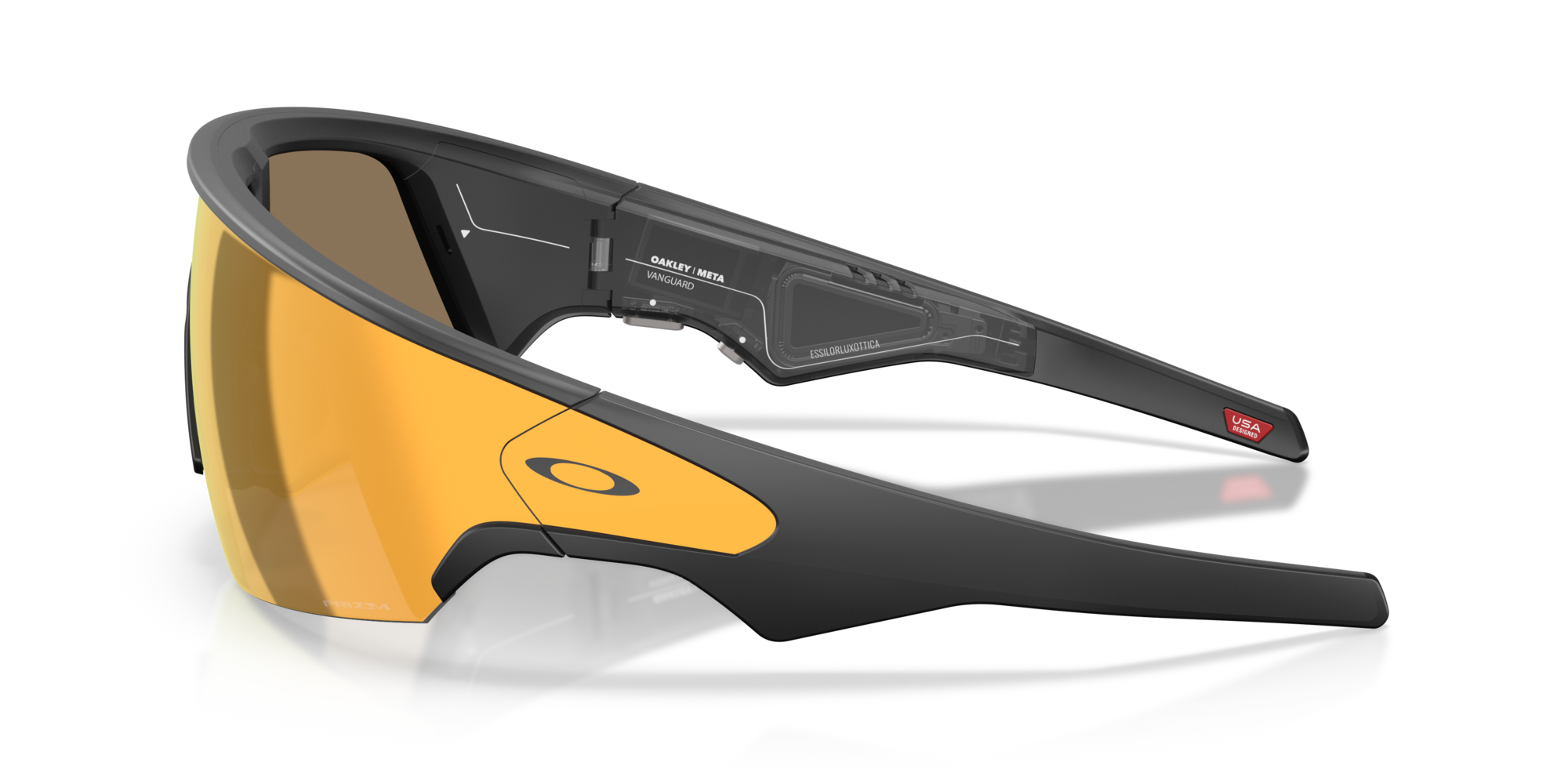 Oakley Unisex Oakley Meta OW8001 Vanguard 800104 Smart Glasses O_matter Black Gold Geometric Mirrored Priz
