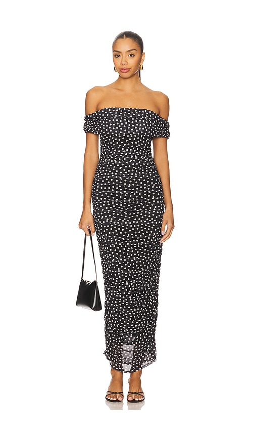 MAJORELLE x Yhasmina Ferrara Thea Maxi Dress in Black Polka Dot.  XS also in L, M, S