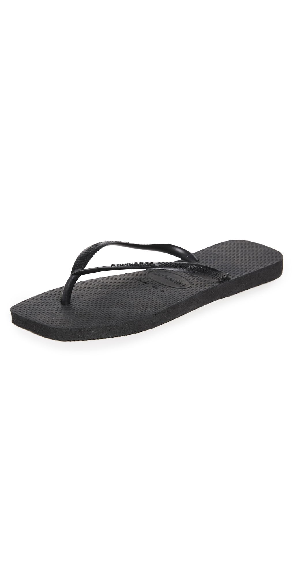 Slim Square Solid Flip Flops Black 8