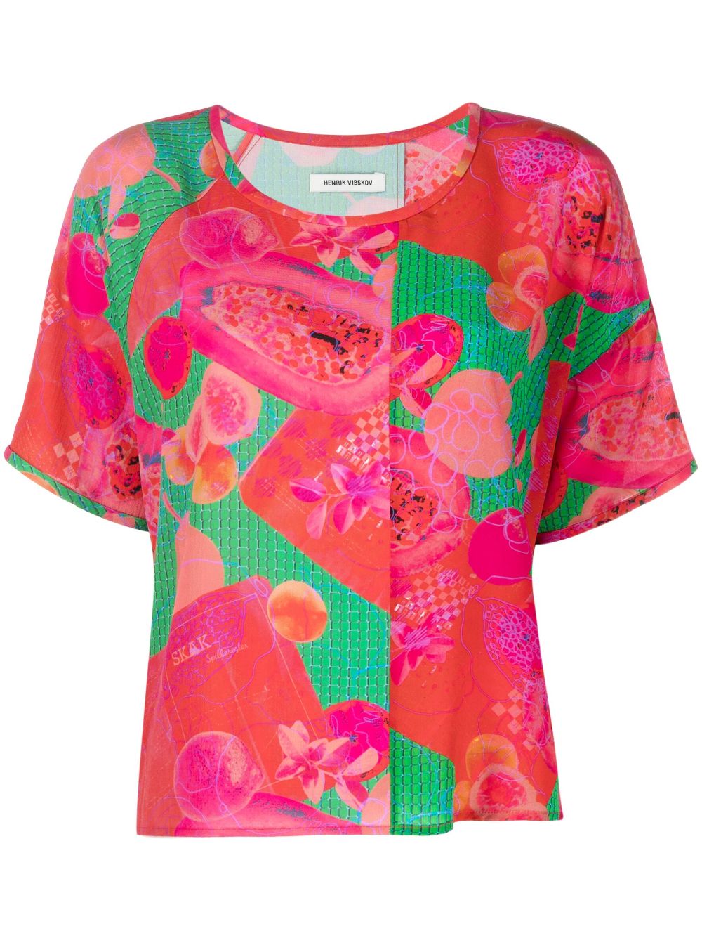 Graphic-print silk T-shirt - Black
