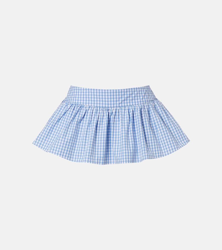Gathered gingham cotton skort