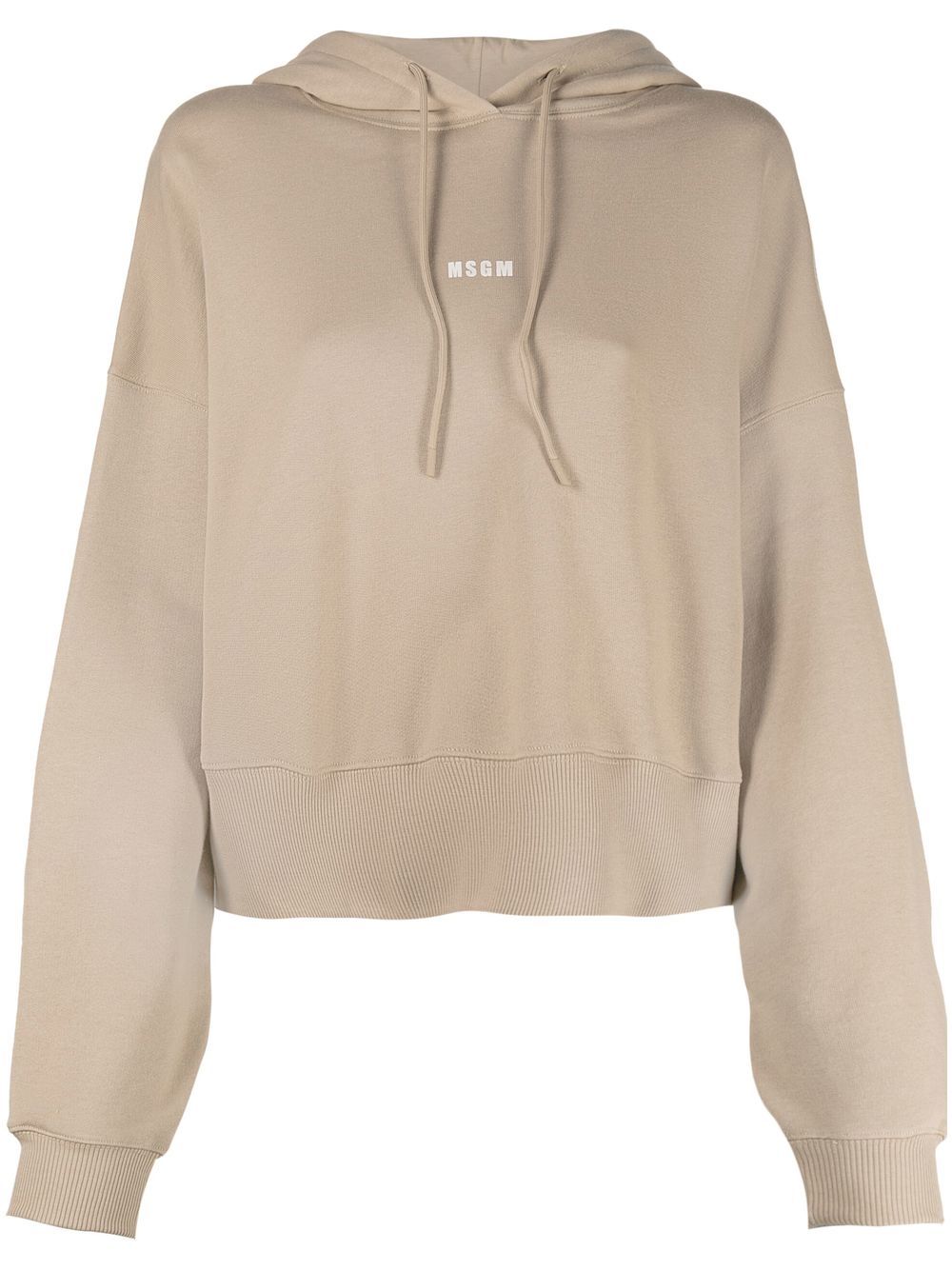 Logo-print drawstring hoodie - Neutrals