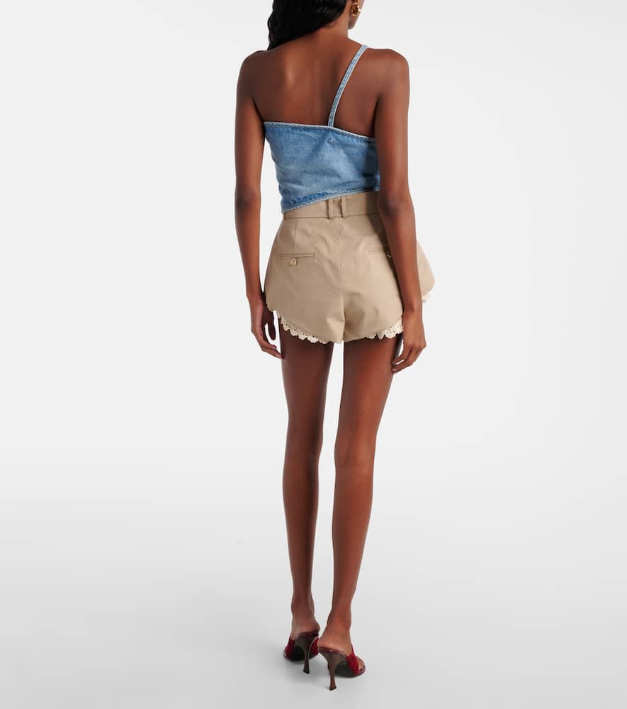 Draped one-shoulder denim top