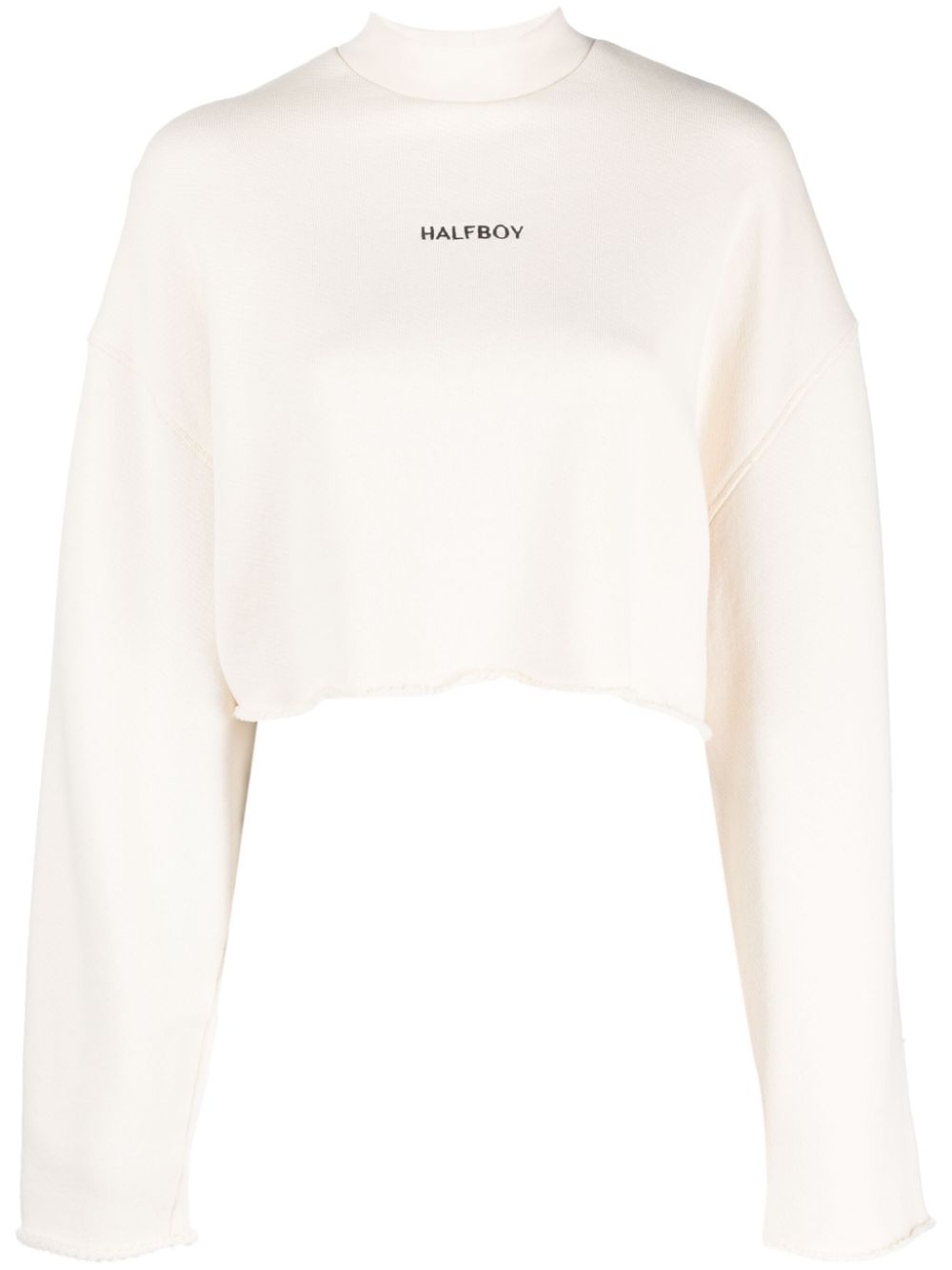 Logo-embroidered cropped sweatshirt - Neutrals