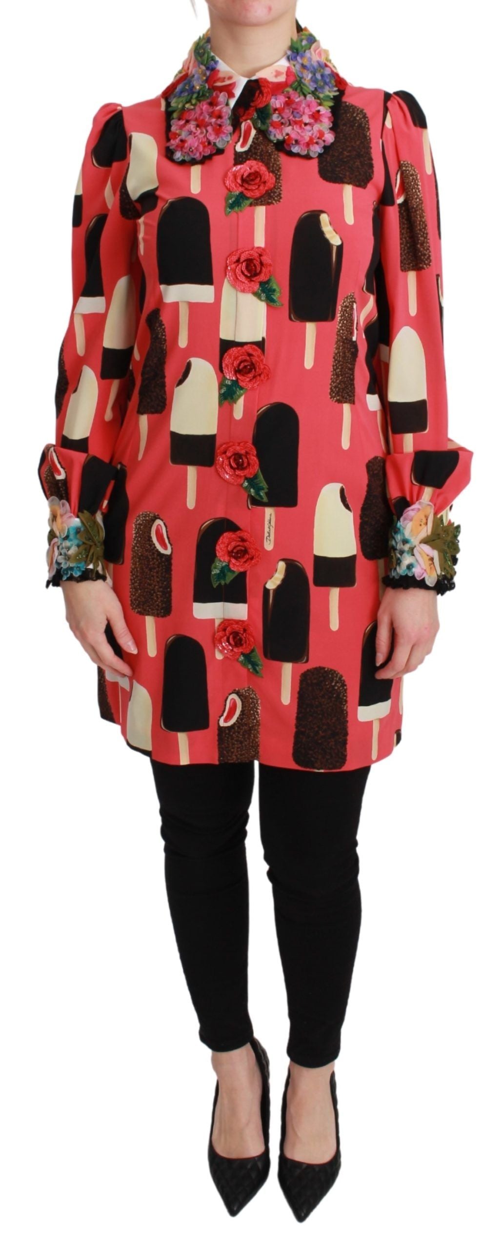 Ice Cream & Rose Sequined Silk Dress — Pink