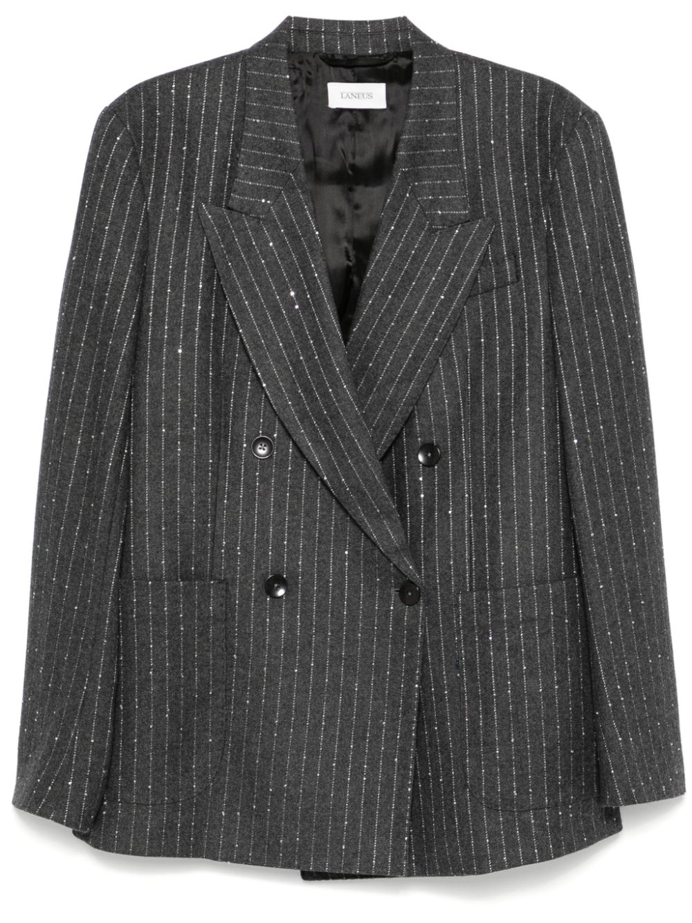Pinstriped double-breasted blazer - Grey