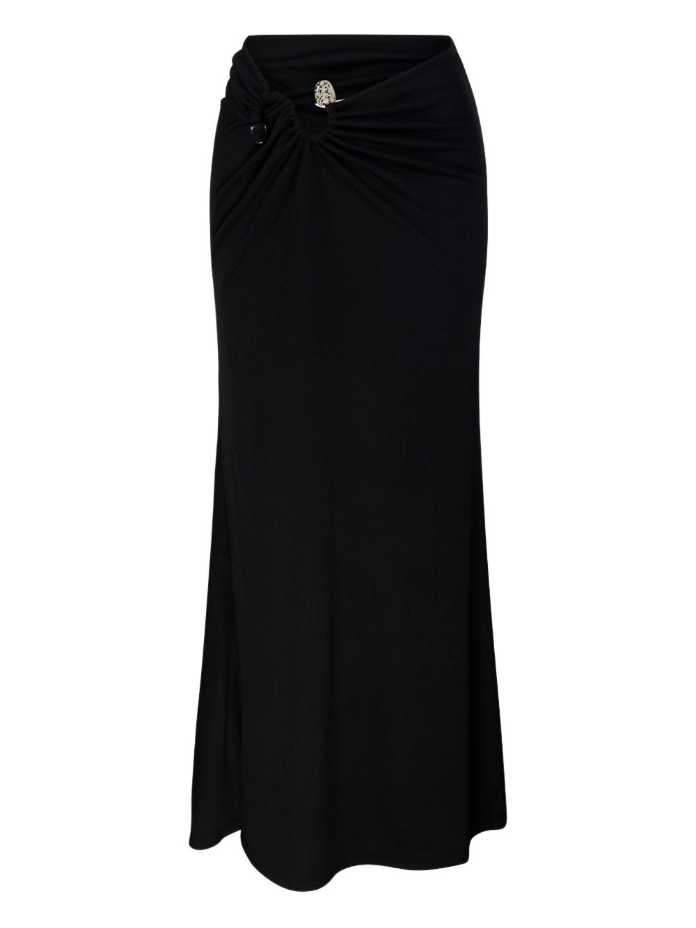 Gathered-detail ribbed maxi skirt - Green