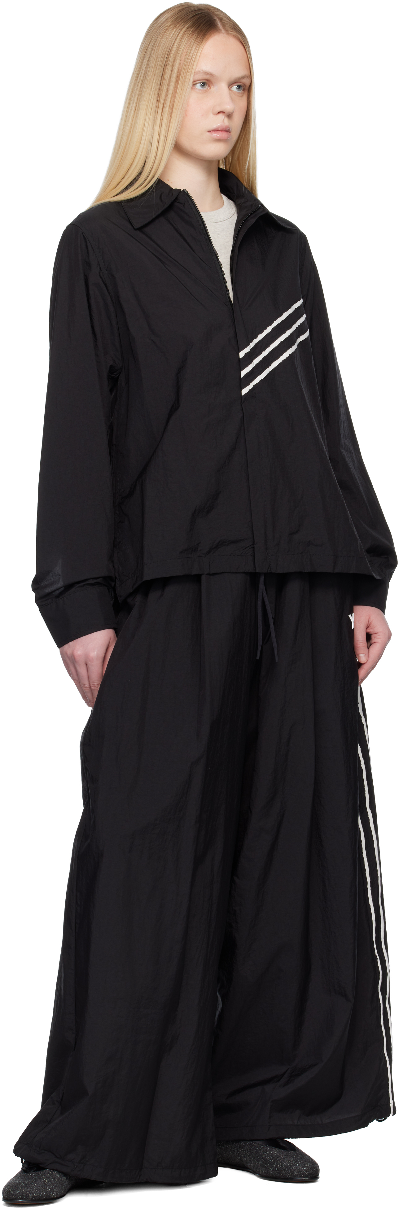 Black 3S Wide Track Pants