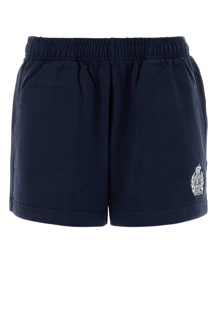 Navy Blue Cotton Shorts Darknavy Exterior - Women
