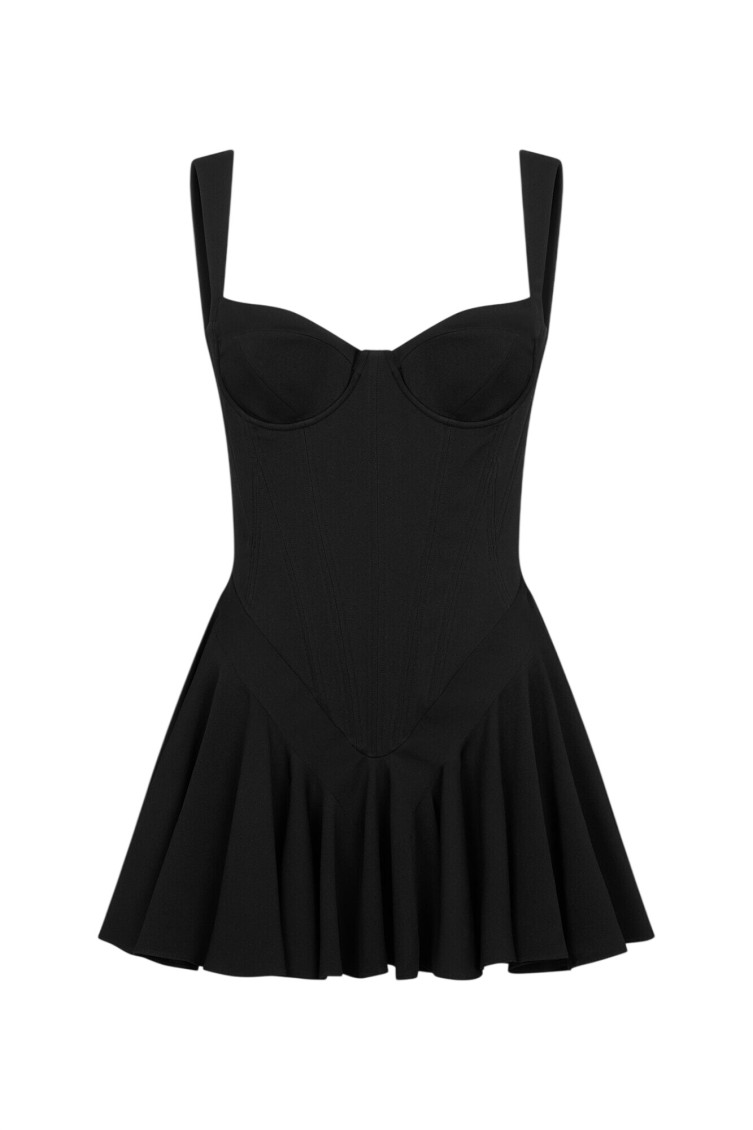 Black Sweet Heart Neck Mini Dress