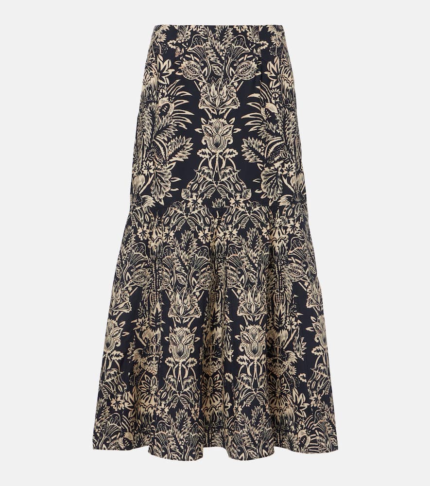 Clarisse printed cotton poplin midi skirt