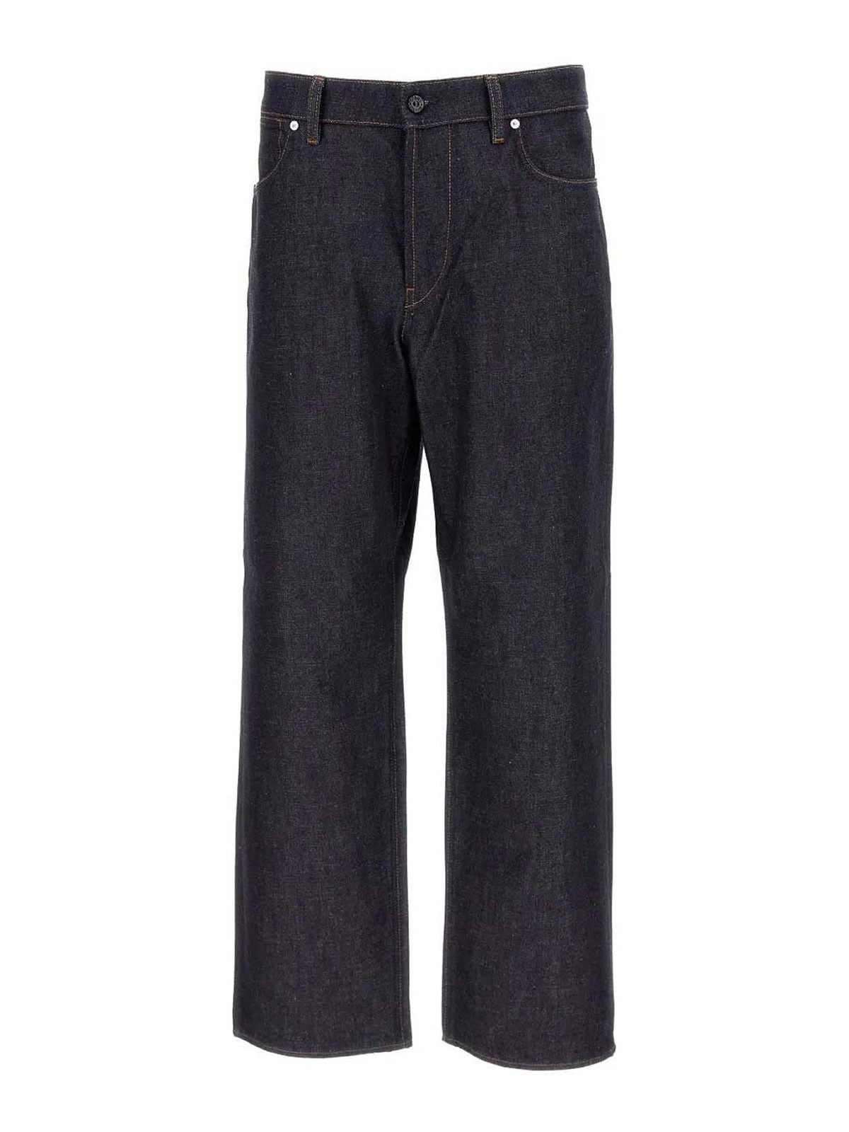 Loose Blue Raw Jeans Trousers