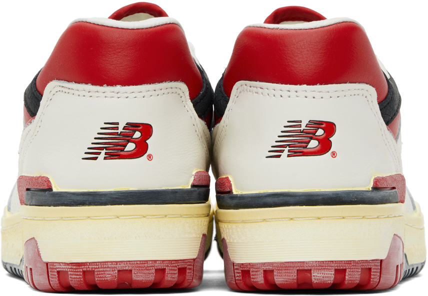 New Balance White & Red 550 Sneakers