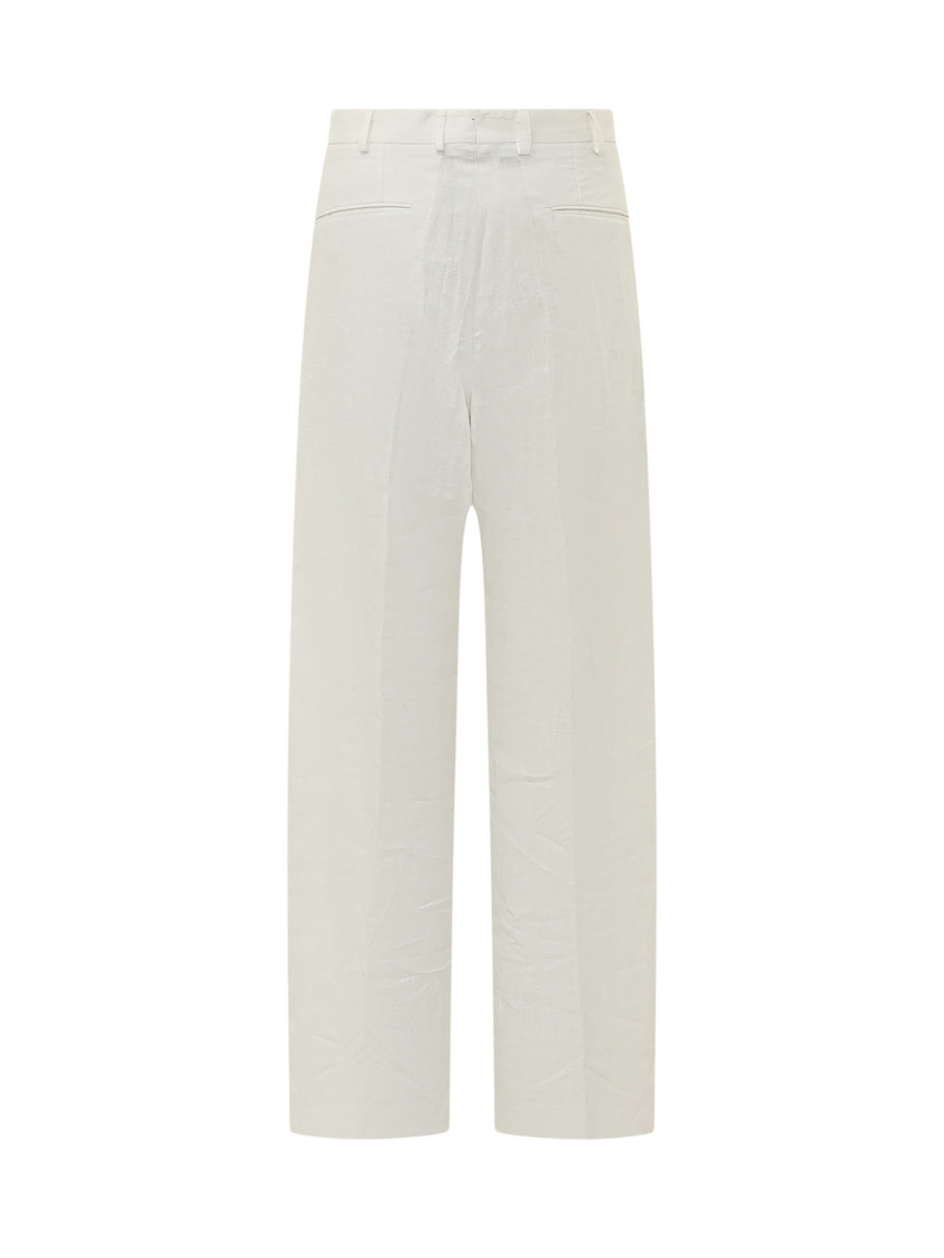 White Straight Pleated Pants