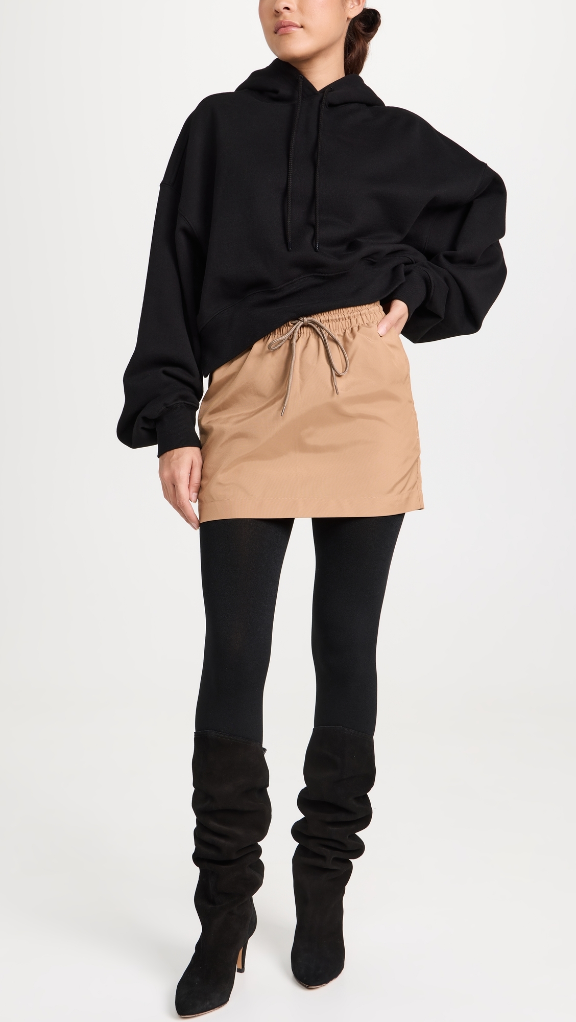 Fleece Lined Tights 300 Denier Black