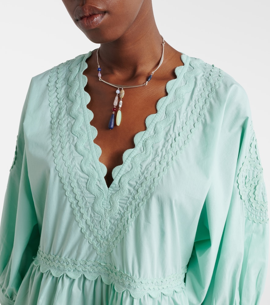 Embroidered scalloped cotton poplin minidress