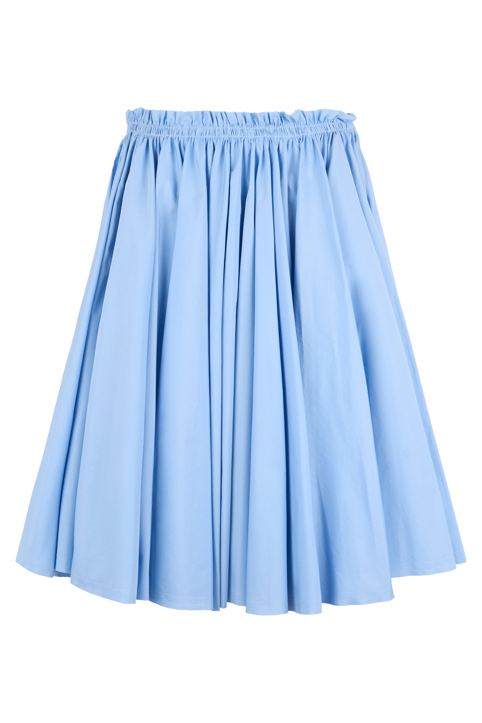Cotton Pleated Mid-Calf Skirt