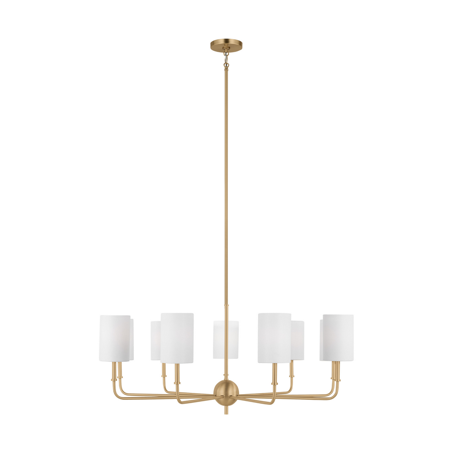 Satin Brass Nine Light Chandelier from the Foxdale Collection