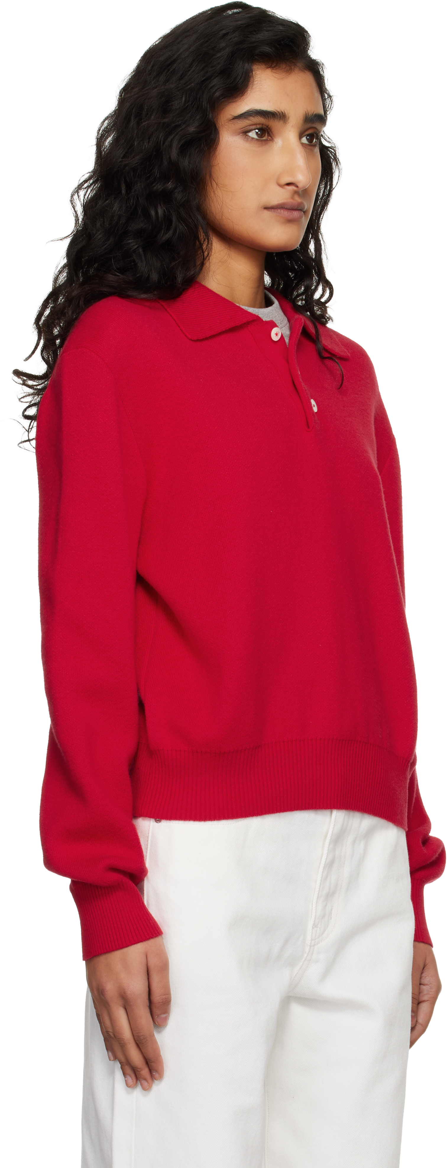 Red Cashmere Collared Sweater Polo