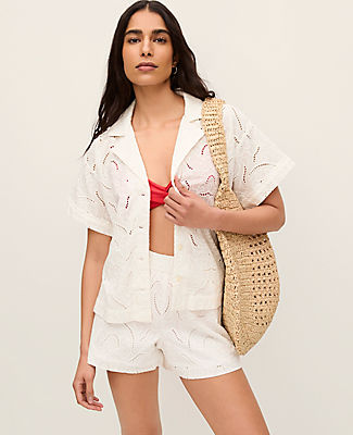 Ann Taylor Petite Embroidered Button Down Shirt