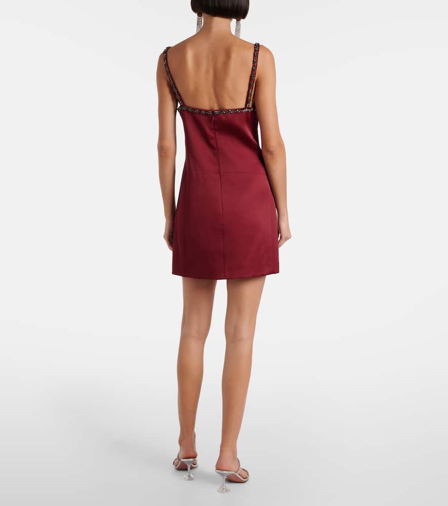 Self-Portrait Bow-detail embellished satin minidress