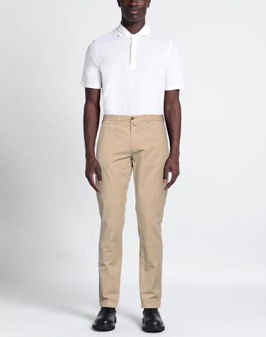 Man Pants Beige Size 34 Cotton, Linen, Elastane