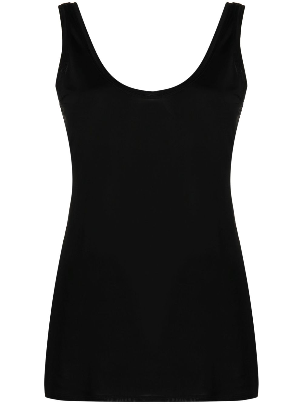 Scoop-neck sleeveless top - BLACK