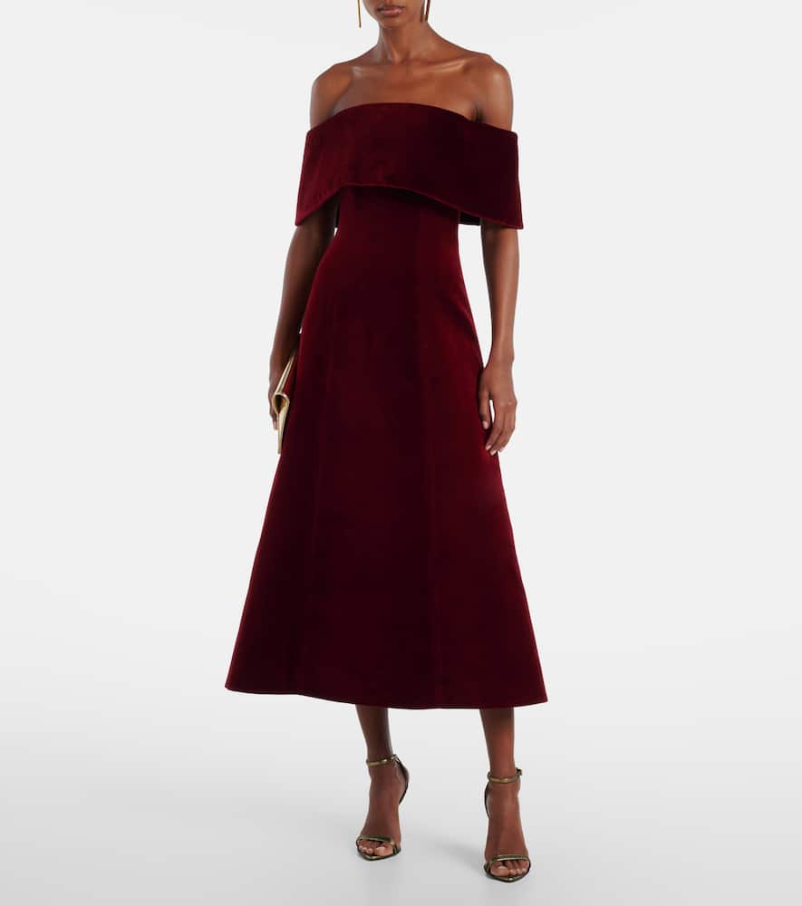 Carita off-shoulder cotton velvet midi dress