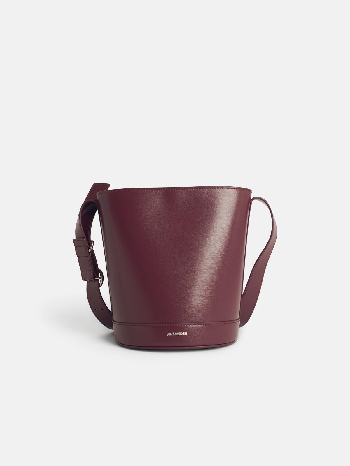 'Cannolo' Burgundy Leather Bucket Bag