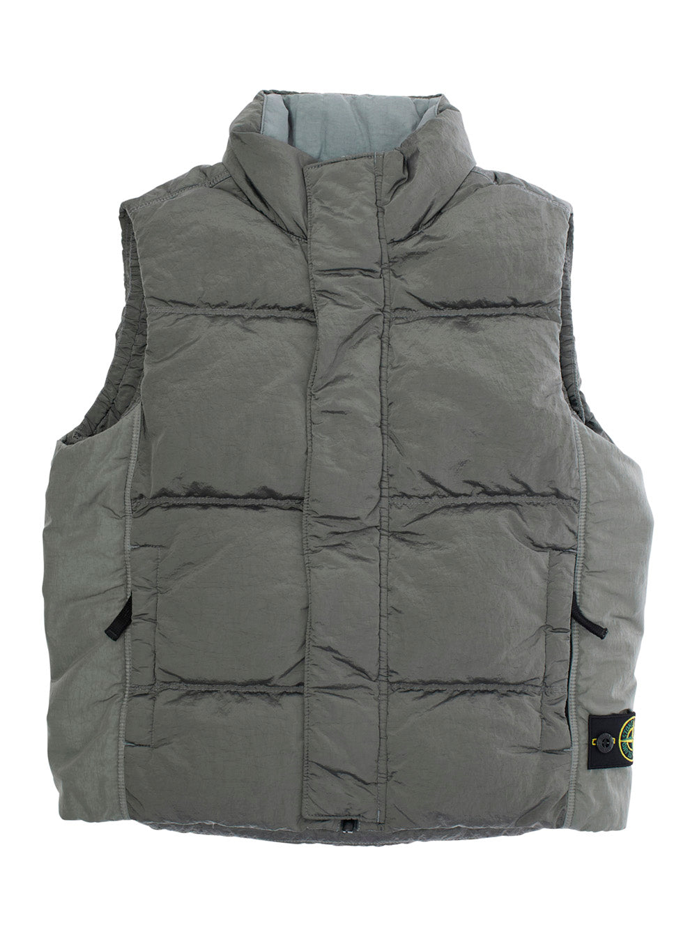 Quilted Down-Filled Down Vest — Gray