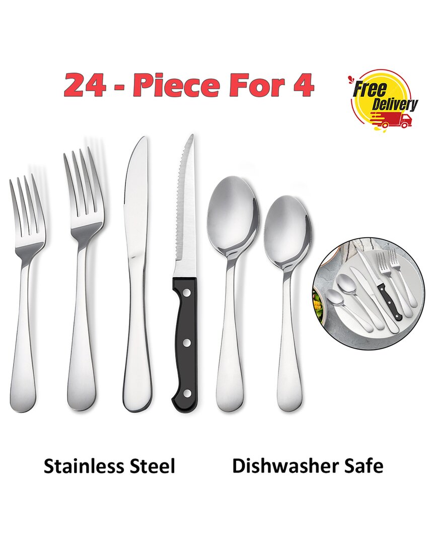24pc Stainless Steel Flatware Set