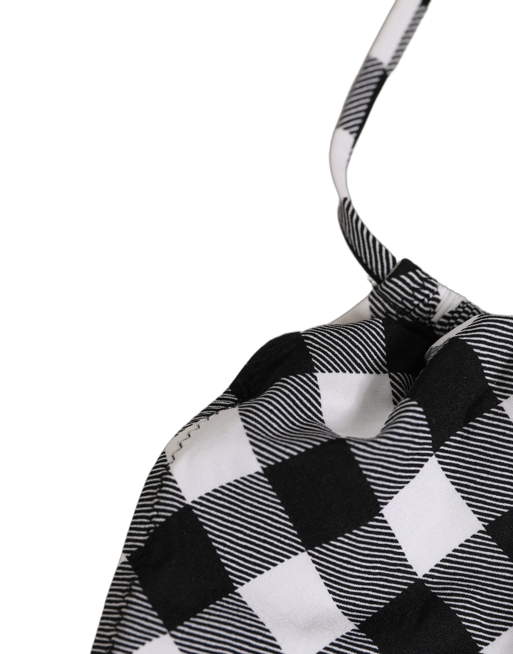 Black and White Checkered Bikini Top — Black