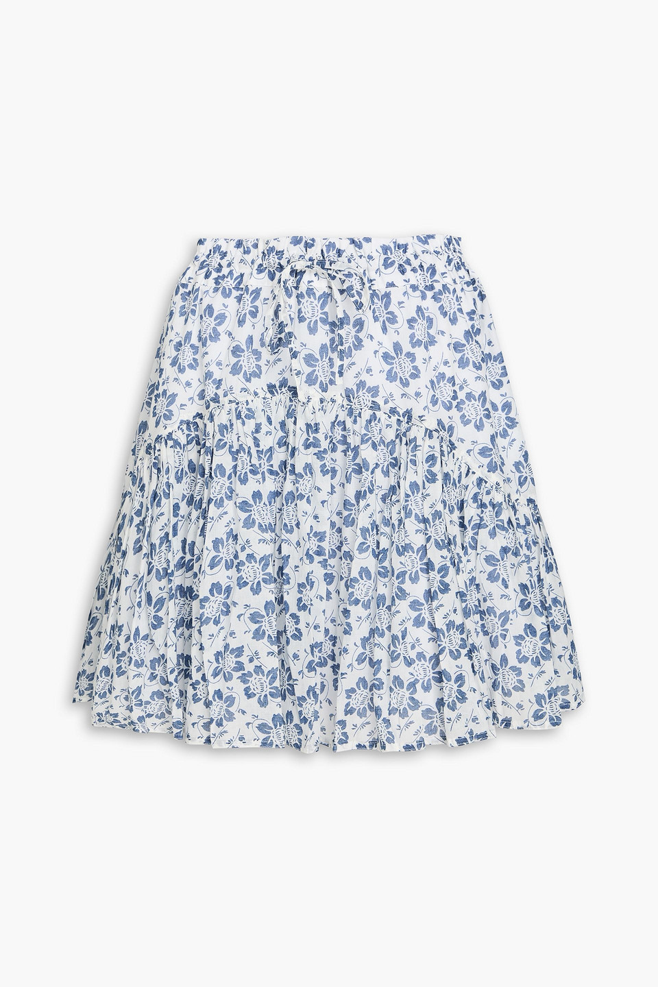 Floral-print cotton-gauze mini skirt - Blue - US 8