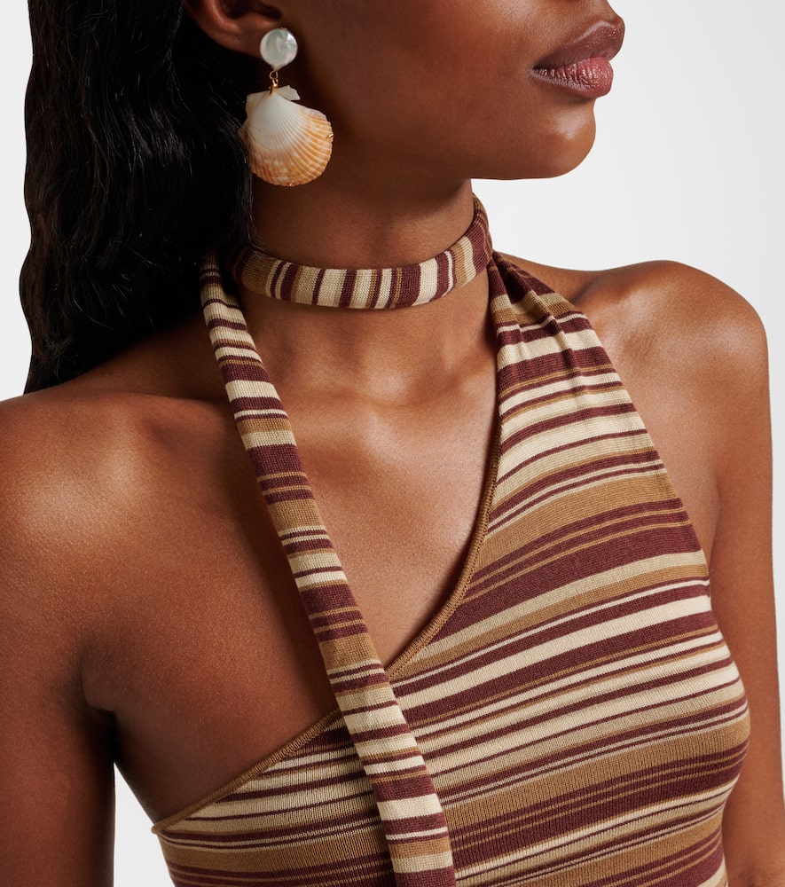 Aya Muse Scarf-detail knitted silk-blend top