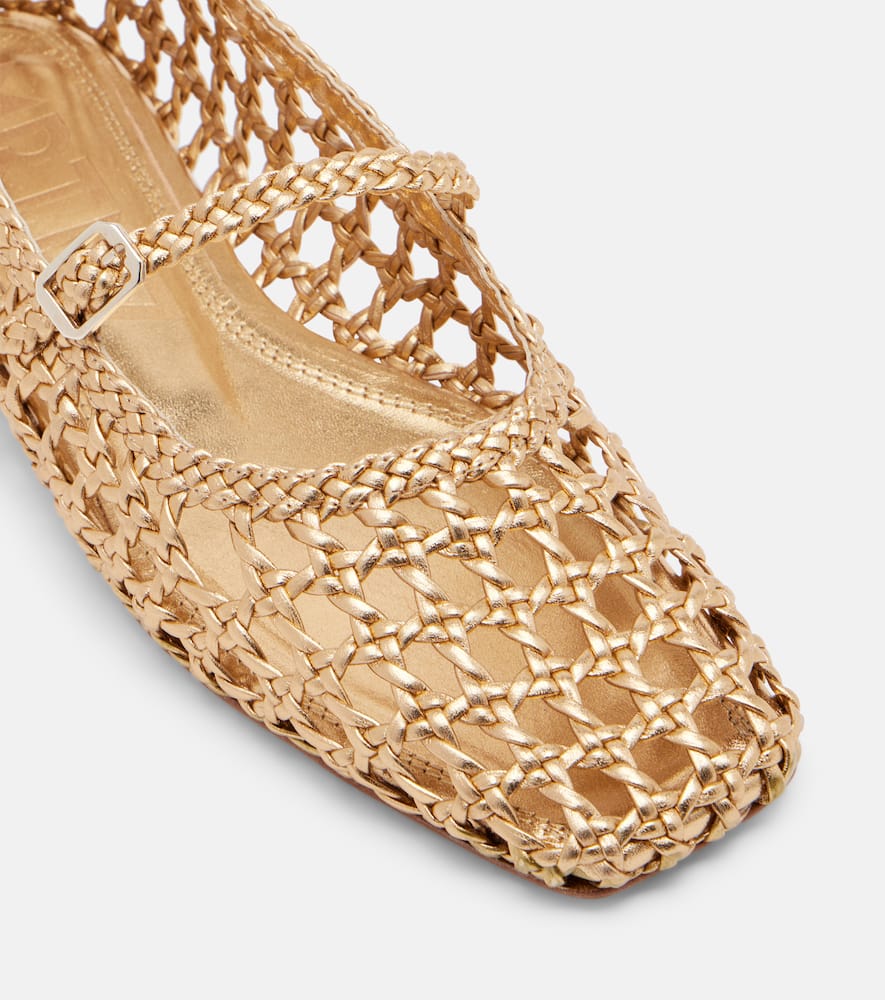 Paris woven leather Mary Jane flats