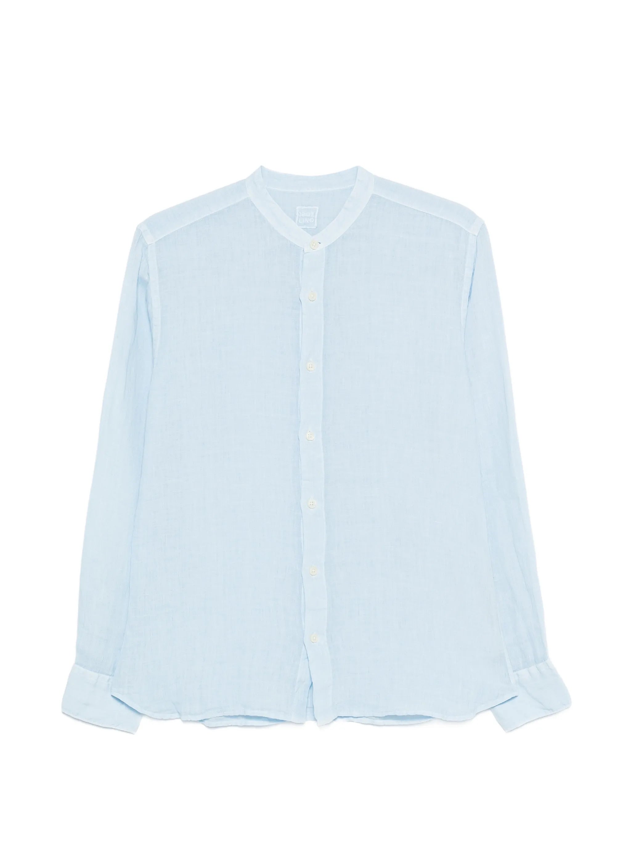 Slim-Fit Linen Shirt with Mandarin Collar for Men