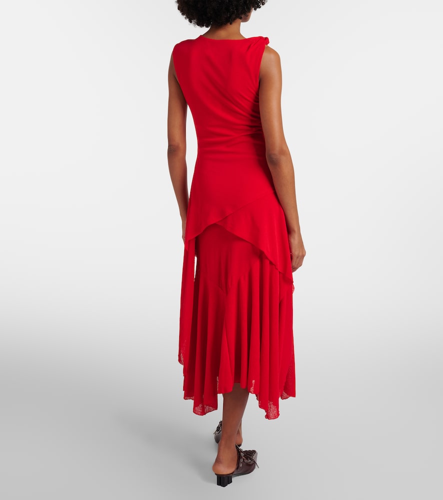 Draped asymmetric midi dress