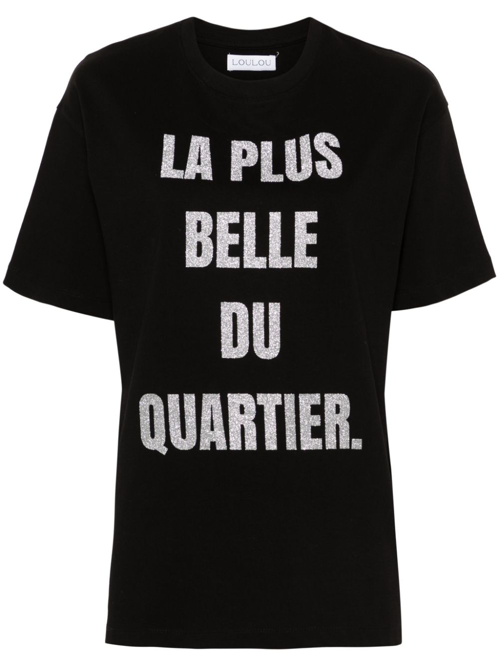 Glitter-print cotton T-shirt - Black