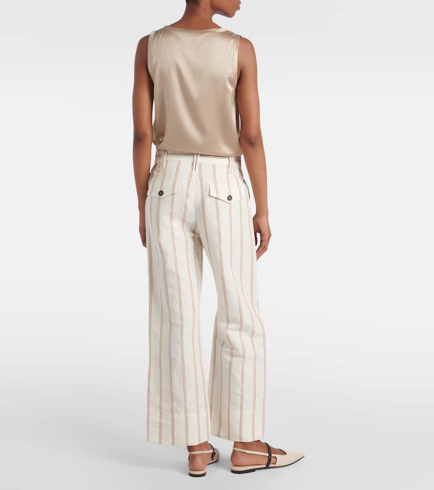 Monili striped linen and cotton chinos