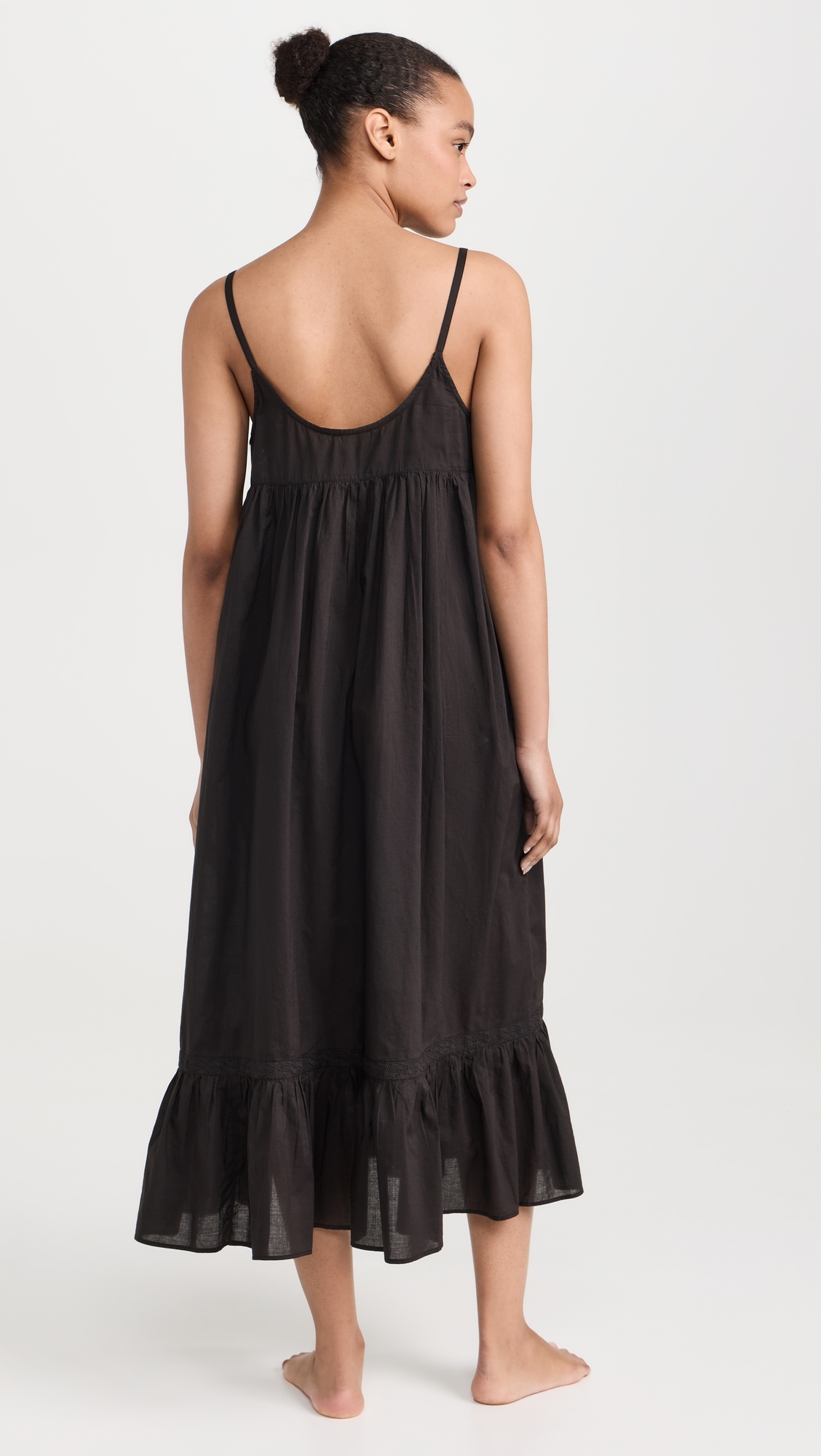 The Eyelet Ruffle Tank Night Dress Black