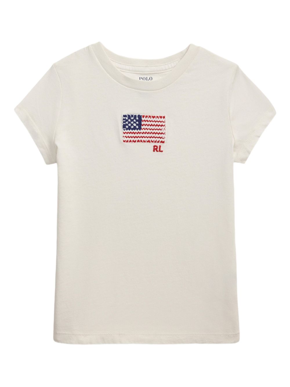 Flag-appliqué T-shirt - White