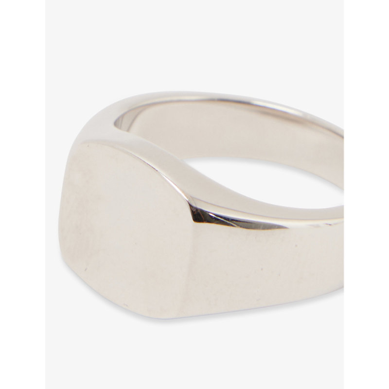 Mens Signet Polished Sterling-Silver Ring