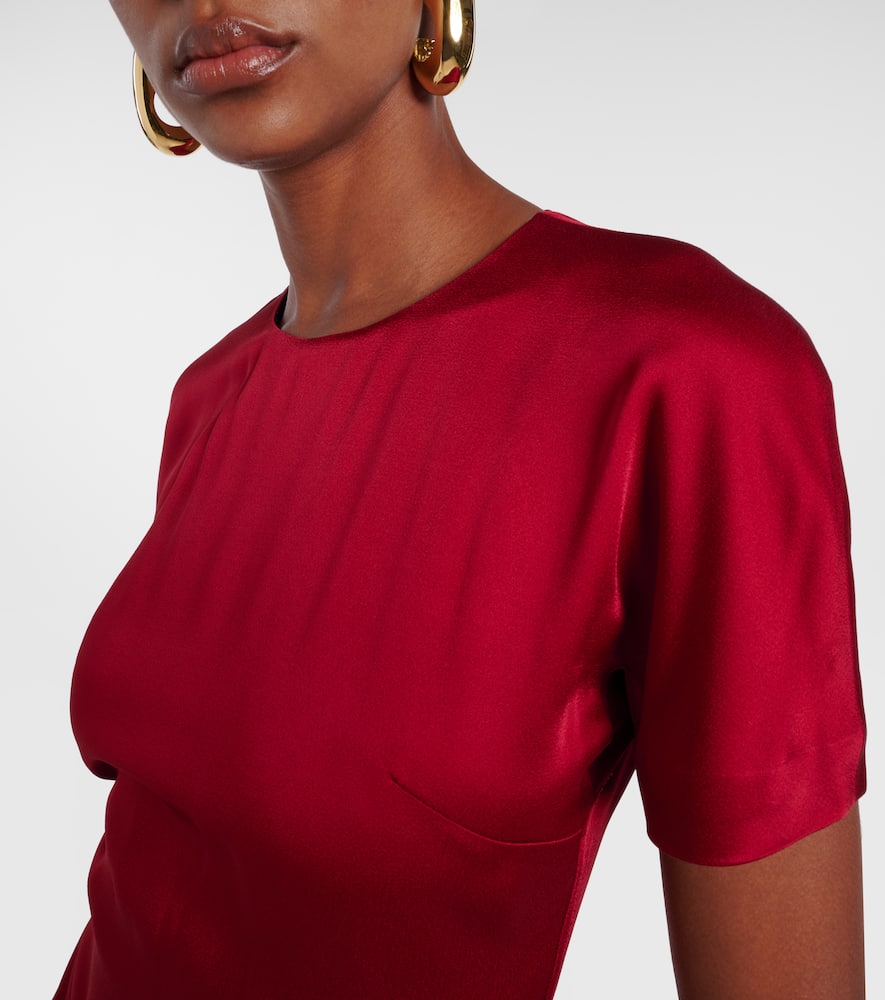 Gathered satin midi dress