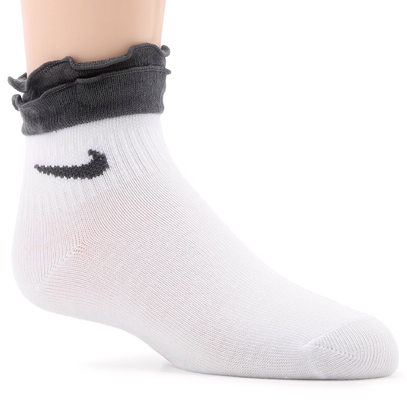 Kids' 6 Pack Youth X-Small Ruffle Ankle Socks (White Assorted)