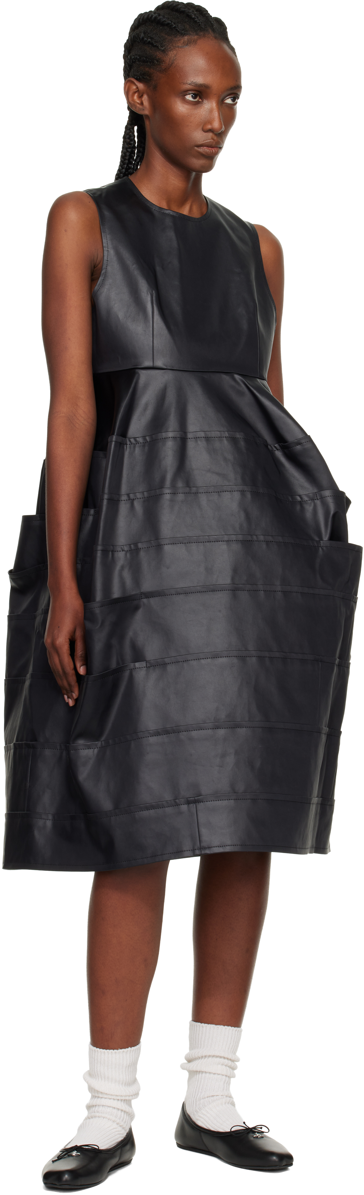 Black Satin Midi Dress