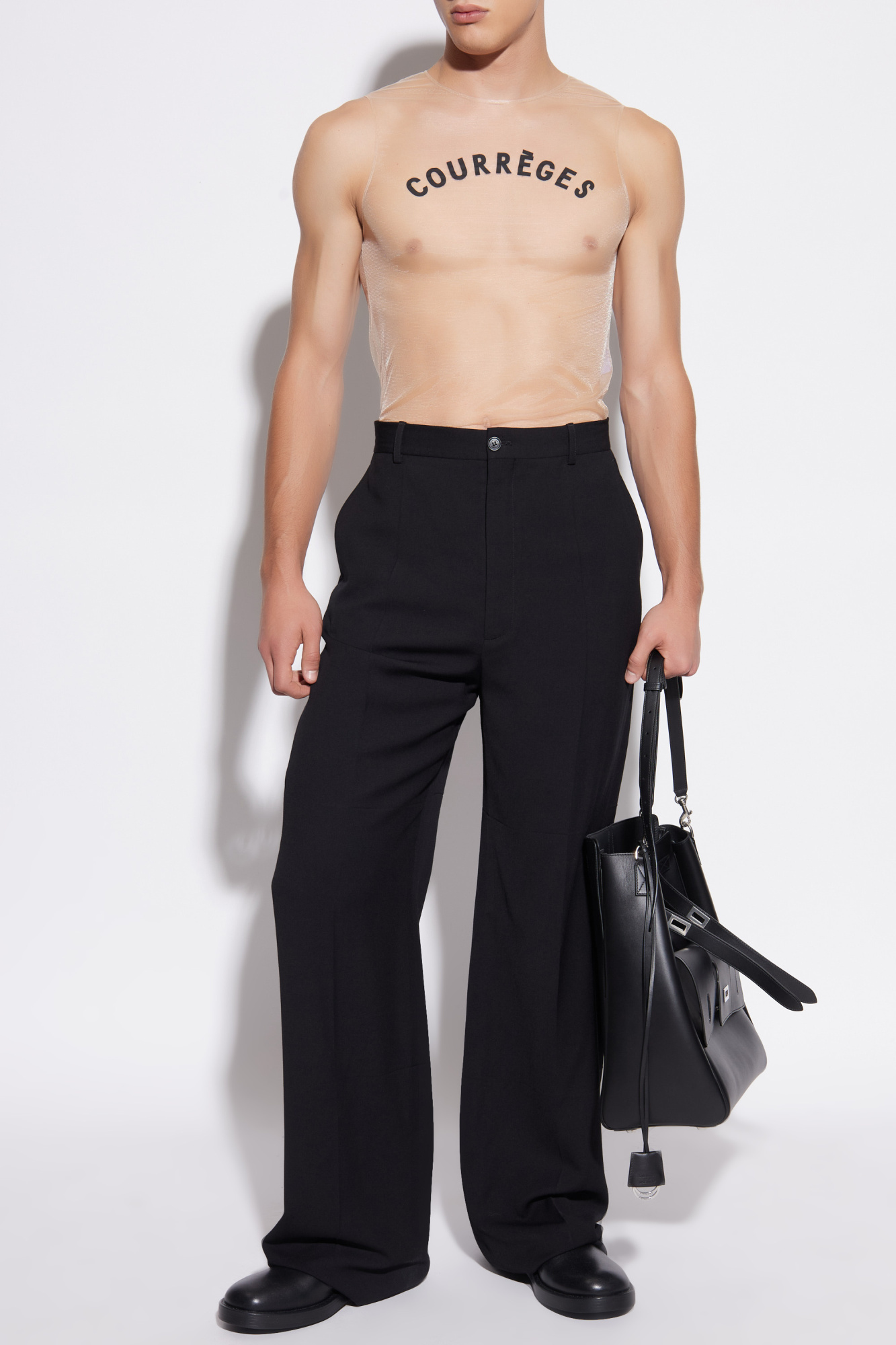 Top With Logo, Men's, Beige