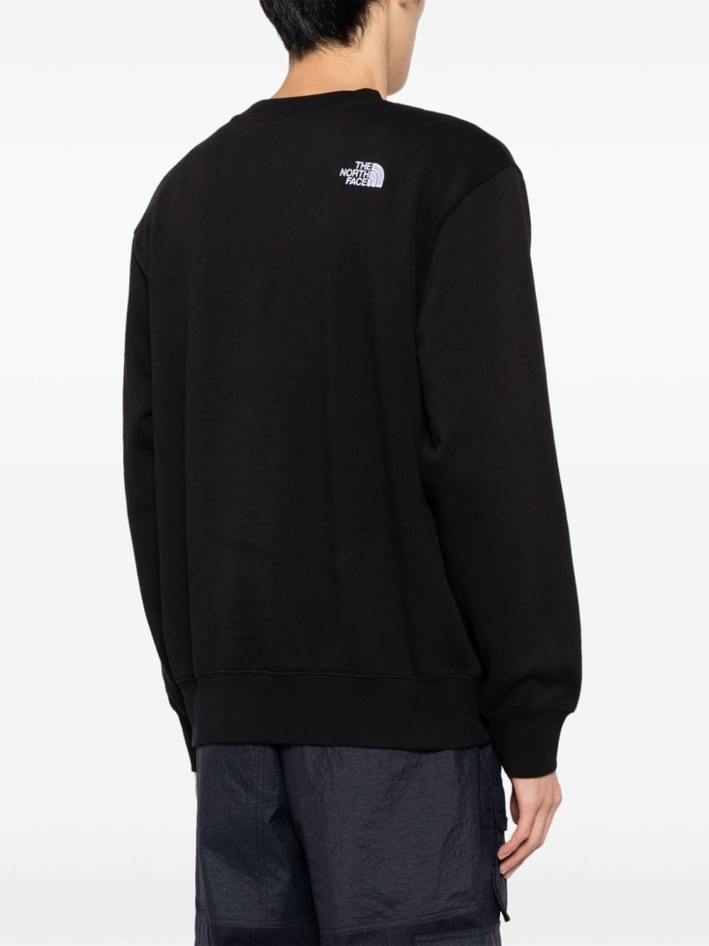Logo-embroidered long-sleeved sweatshirt - Black