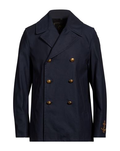 Man Overcoat & Trench Coat Navy Size 40 Linen, Cotton