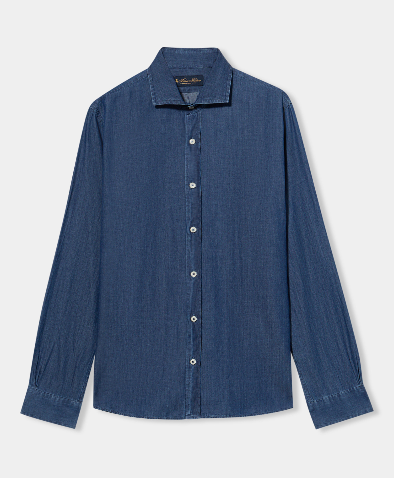 Slim Fit Denim Shirt With Spread Collar