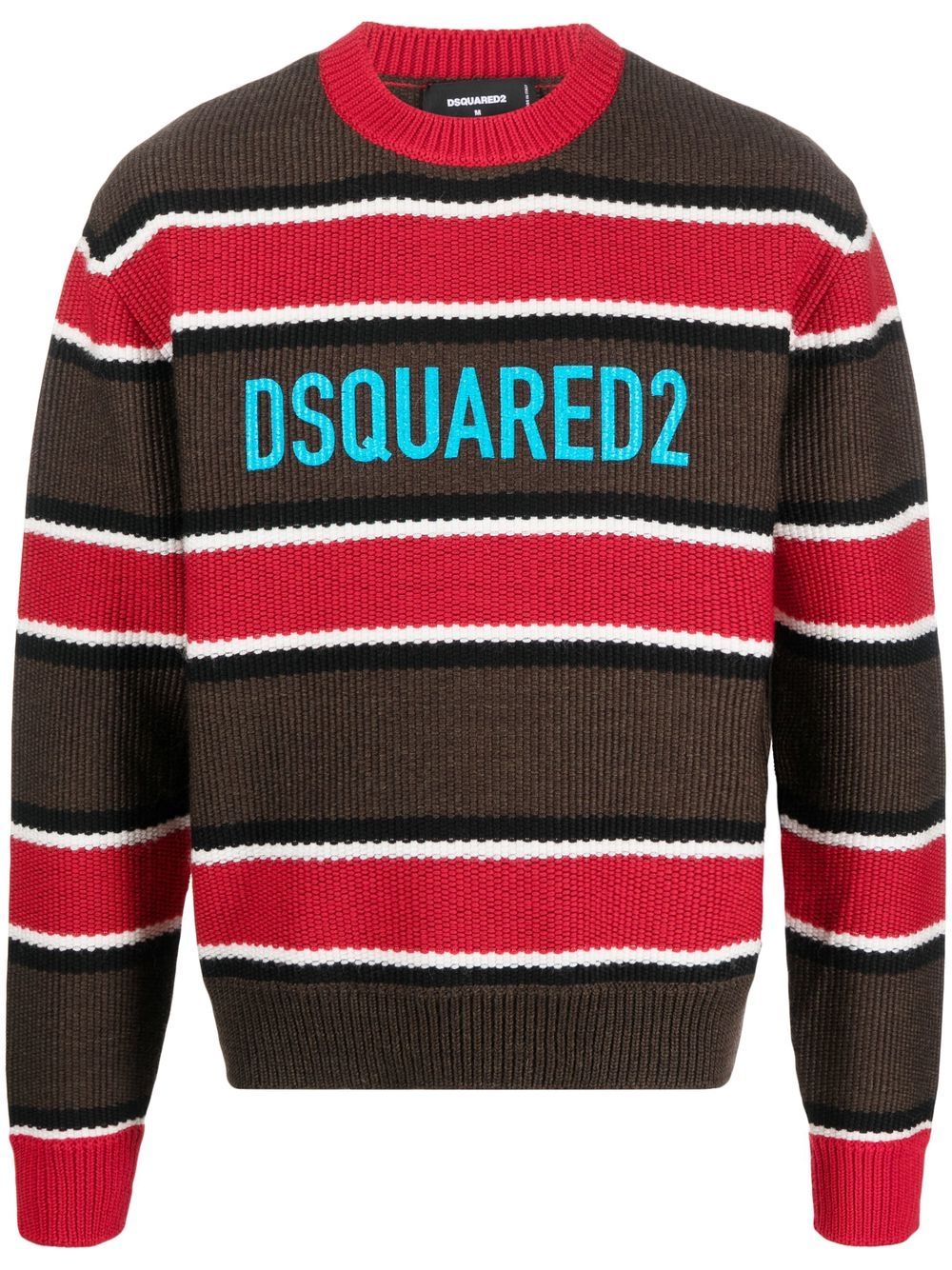 Jacquard logo striped jumper - Brown